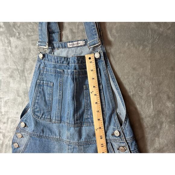 Misslook Jeans Bib Overalls Womens M Distressed Boho Grunge Casual USA - Picture 5 of 11